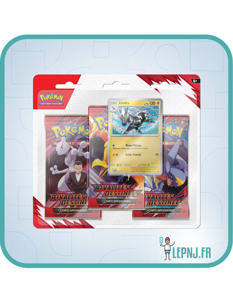 Pokémon - Tripack EV10 Rivalités Destinées - Ecarlate et Violet - Illustration Zeblitz