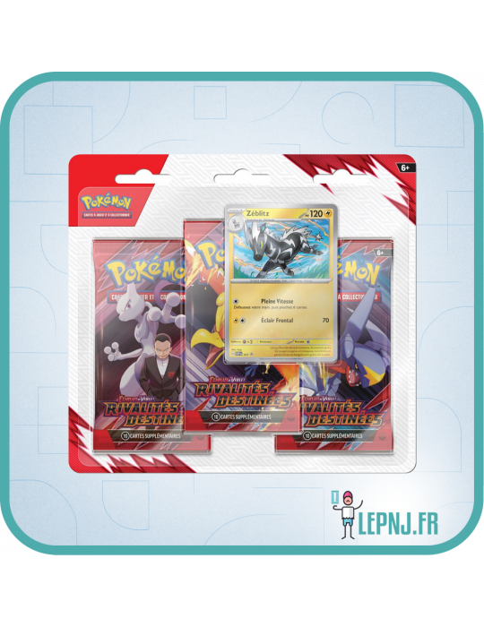 Pokémon - Tripack EV10 Rivalités Destinées - Ecarlate et Violet - Illustration Zeblitz