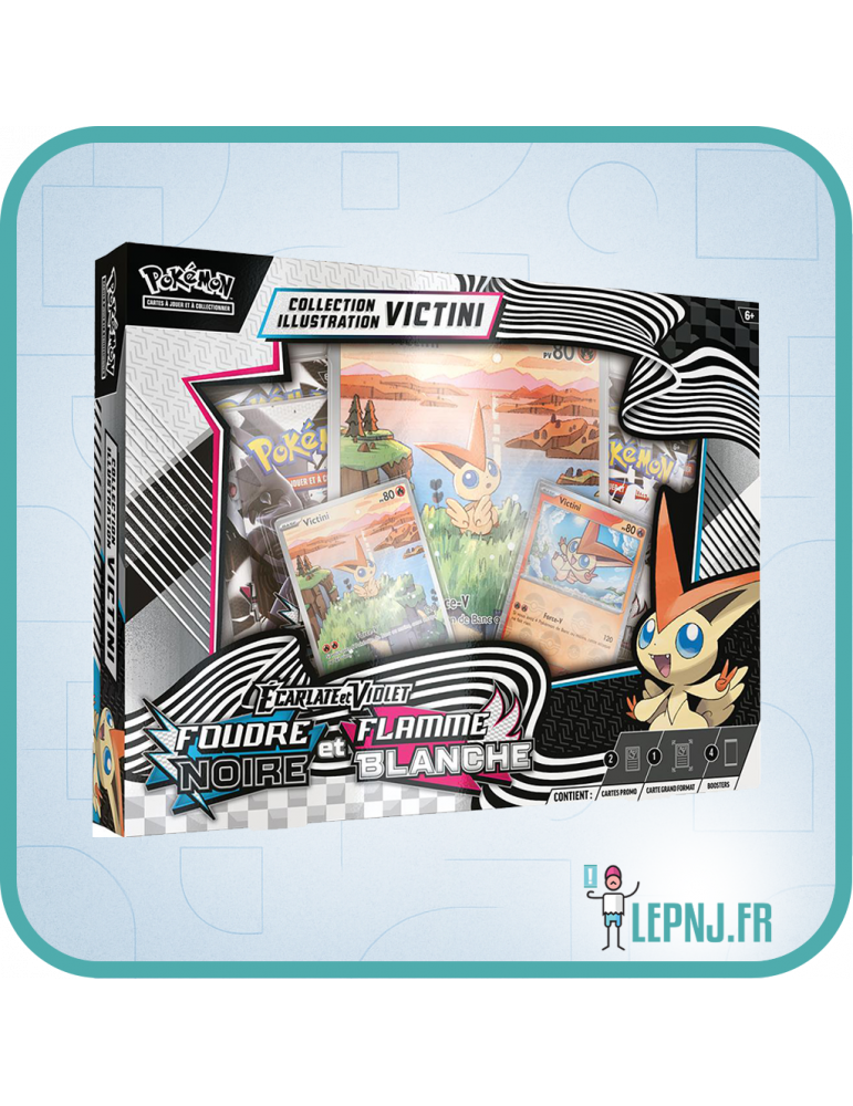 Pokémon - Coffret Collection Illustration Victini Ev10.5 - Foudre Noire et Flamme Blanche - Ecarlate et Violet - Lepnj.fr