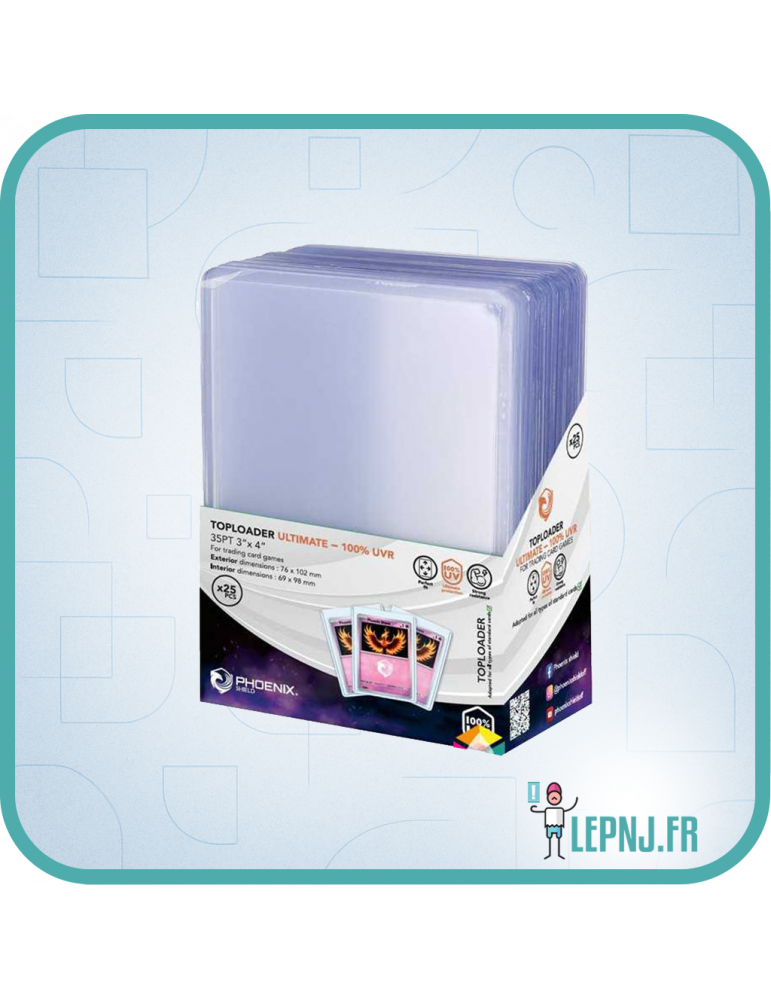 Phoenix Shield - Toploader Ultimate 100% UVR - Taille Standard - Paquet de 25 - Lepnj.fr